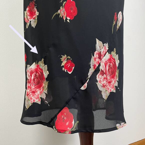 VTG 90s My Michelle Floral Maxi Dress Black Red Y2K Fairy Grunge Dark Romance - Picture 13 of 16